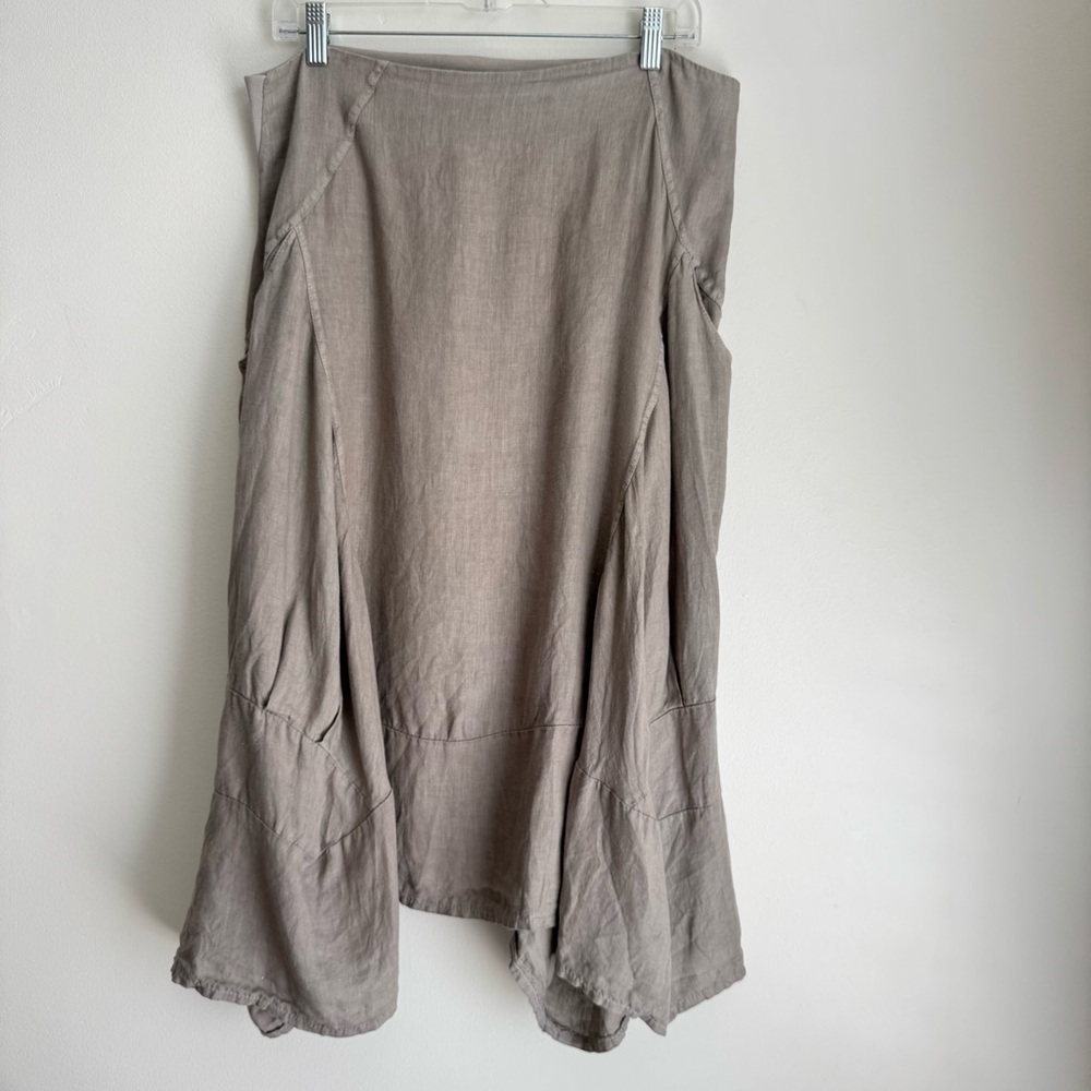 Inizio Grey Linen Magic Skirt in - Size L - 95% Linen